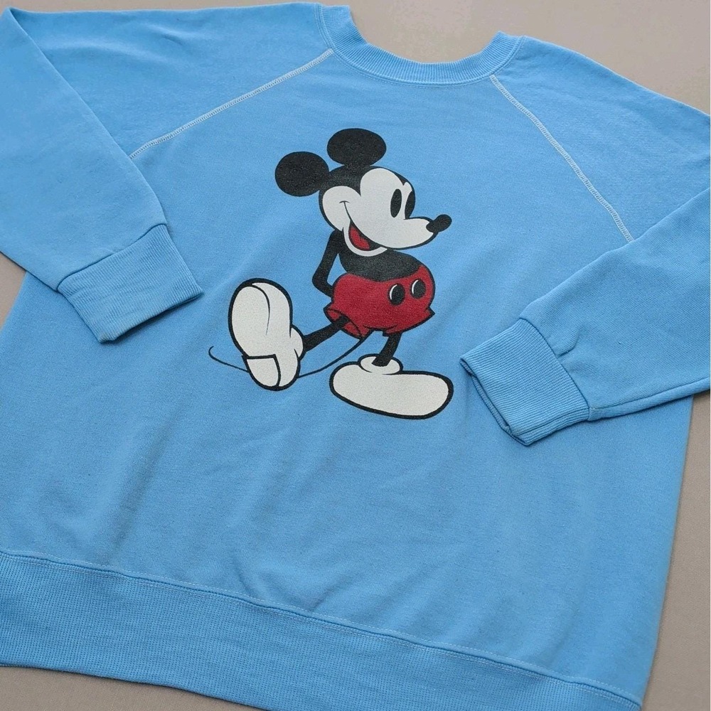 Vntg Disney Casuals 80s Light Blue Mickey Mouse Sweatshirt Adult Sz L Nostalgia